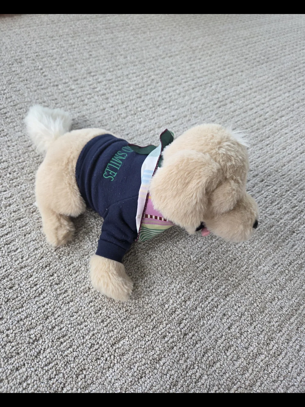 Plush Golden Retriever Dog Toy in Cream with Green Bandana
